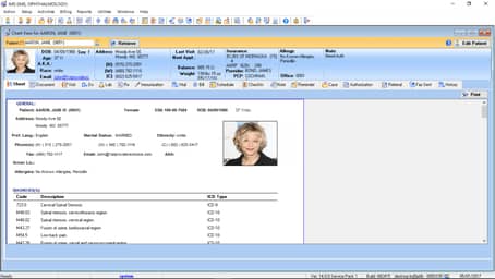 Ophthalmology Patient Electronic Health Record
