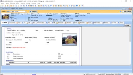 Pediatric Patient Electronic Health Record